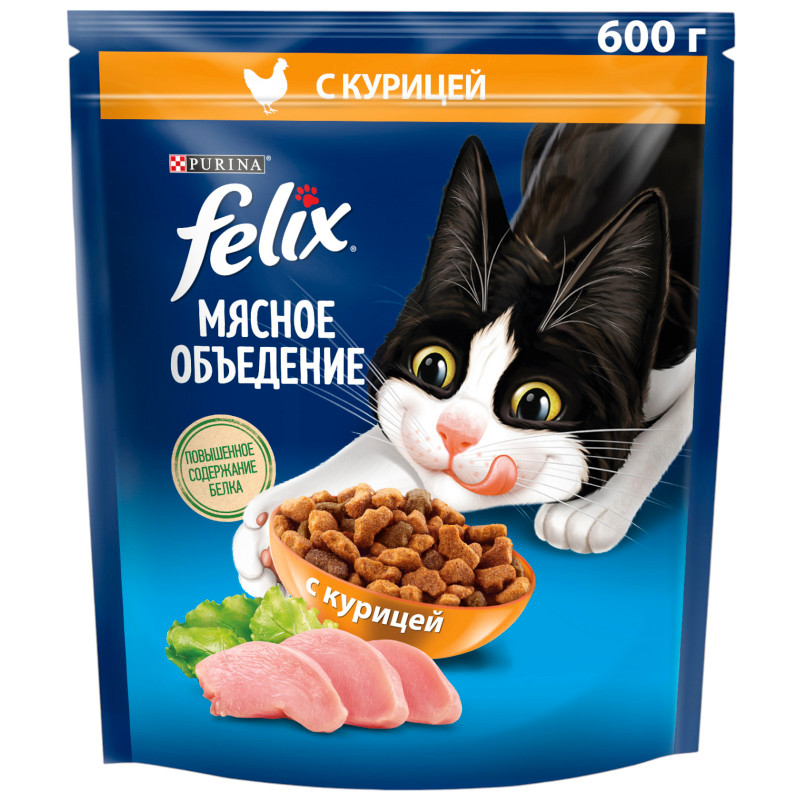 Изображение товара Сухой корм для кошек Felix Мясное объедение с курицей, 600г