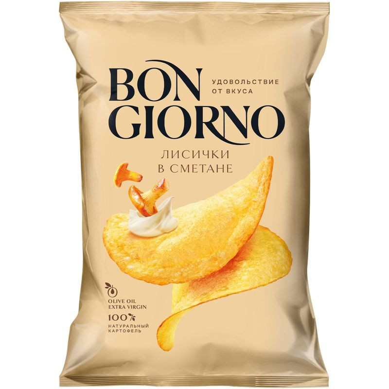 Изображение товара Чипсы Bon Giorno картофельные со вкусом Лисичек в сметане 80г