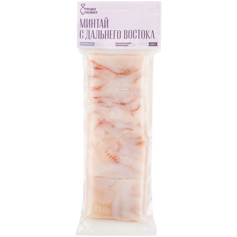 Изображение товара Филе минтая без кожи порционное мороженое 400 г ЛЮБЯТ МОРЕ