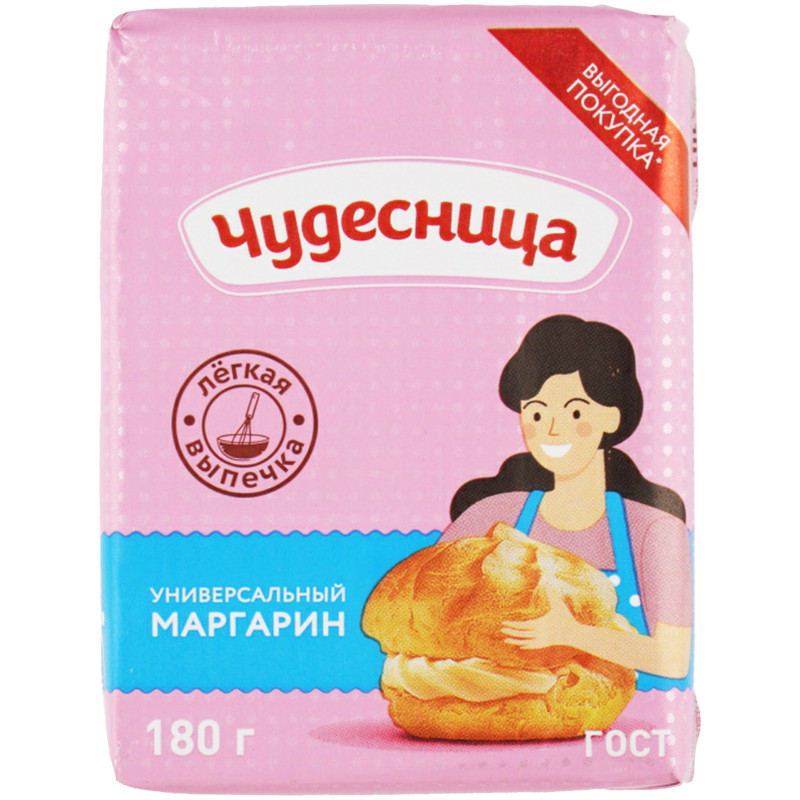 Изображение товара Маргарин Чудесница универсальный с массовой долей жирности 55%, 180г
