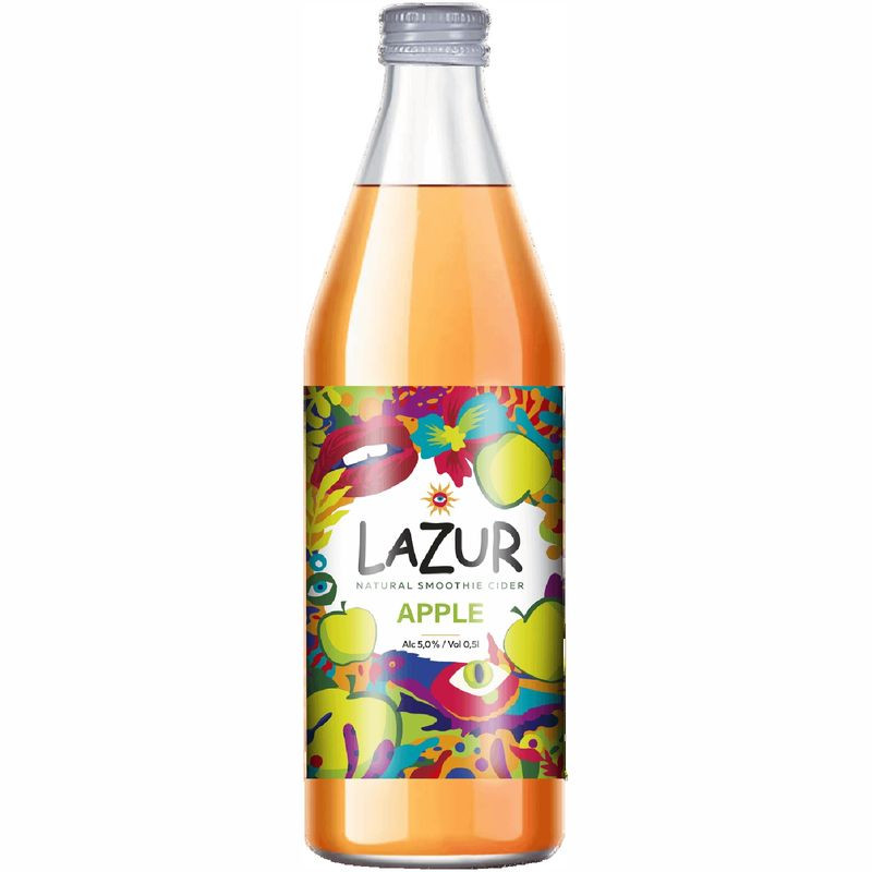 Изображение товара Сидр Лазур Грин фруктовый 5% 500мл полусладкий Нефильтрованный