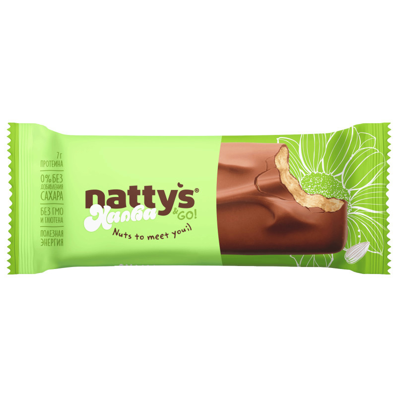 Изображение товара Шоколадный батончик Nattys&Go! Sunny халва в молочном шоколаде, 45г