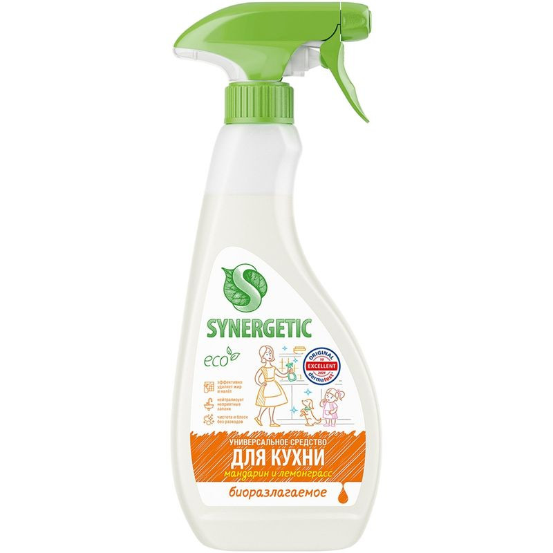 Изображение товара Средство чистящее Synergetic Мандарин и лемонграсс для кухонных поверхностей 500мл спрей