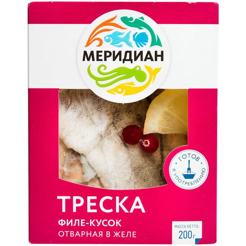 Изображение товара Треска Меридиан отварная в желе 200г натуральный продукт