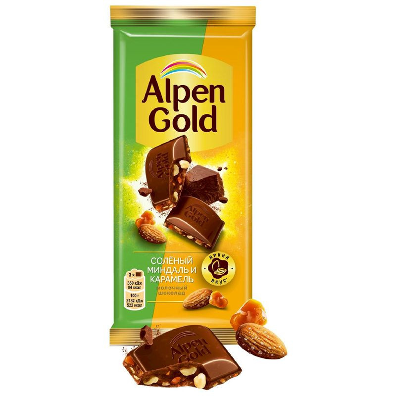 Изображение товара Шоколад Alpen Gold с миндалем и карамелью, 80г