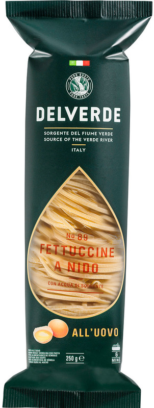 Изображение товара Макароны Delverde Fettuccine all'Uovo Nido №89 из твердых сортов пшеницы 250 г