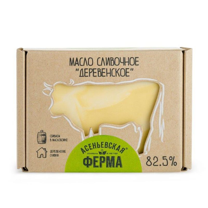 Изображение товара Масло сладкосливочное Асеньевская Ферма Традиционное несолёное 82.5% 180г