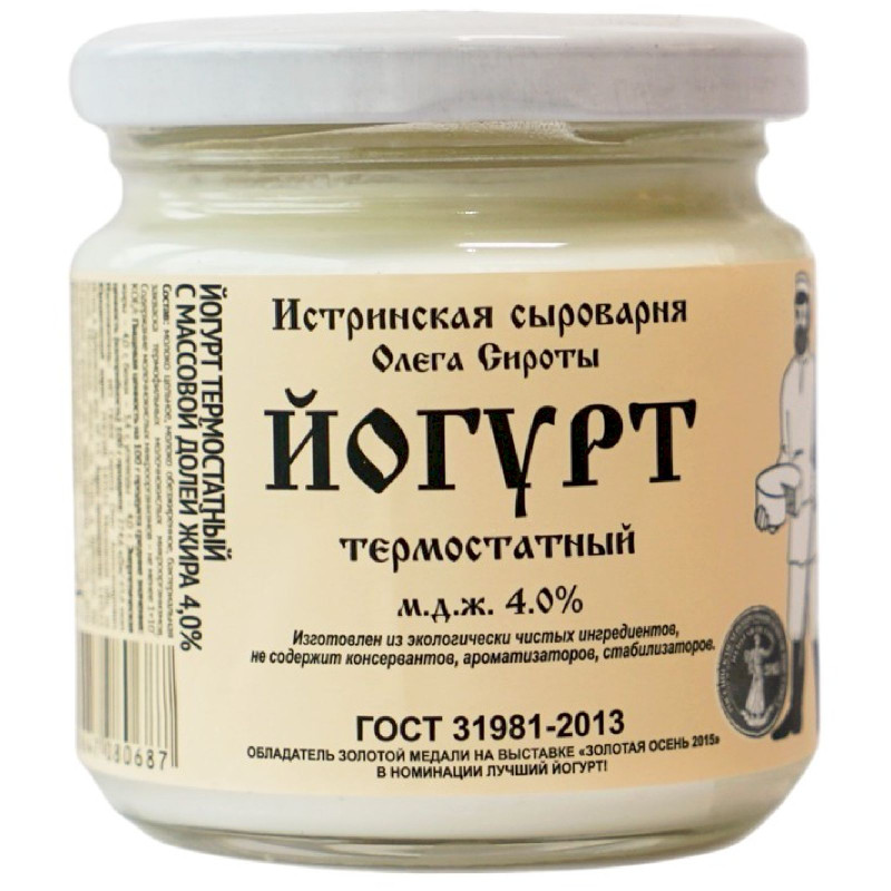 Изображение товара Йогурт Истринская Сыроварня Олега Сироты термостатный 4%, 200мл