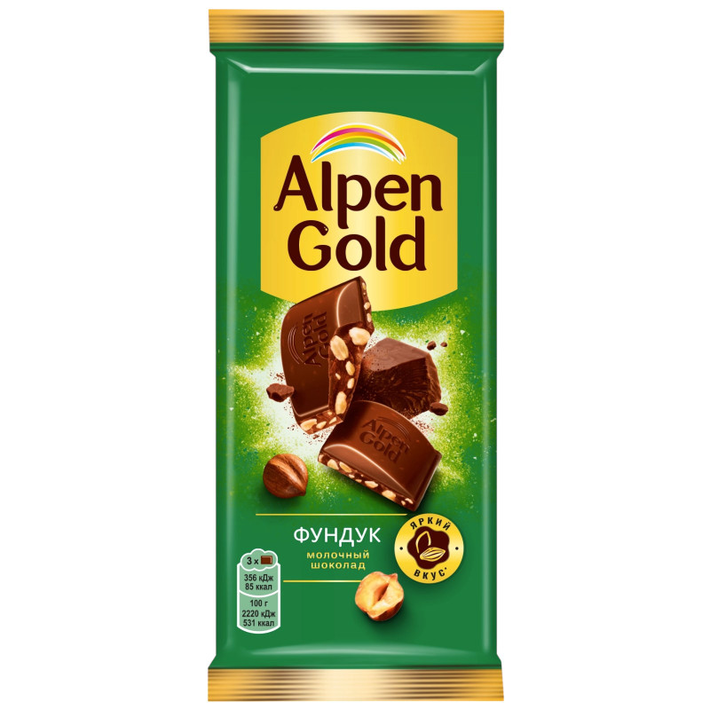 Изображение товара Шоколад Alpen Gold молочный с фундуком, 80г