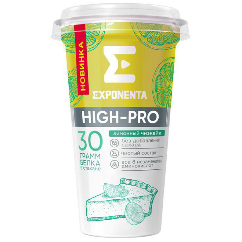 Изображение товара Напиток кисломолочный Exponenta High-Pro Лимонный чизкейк обезжиренный, 250г