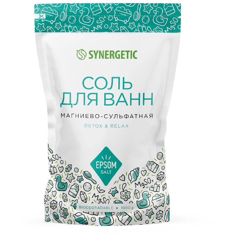Изображение товара Соль для ванн Synergetic магниево-сульфатная 1кг
