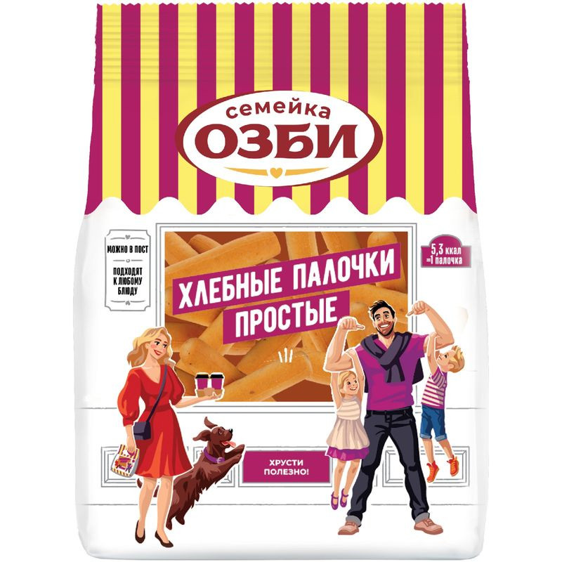 Изображение товара Хлебные палочки Семейка Озби простые 150г без добавок вкусная закуска