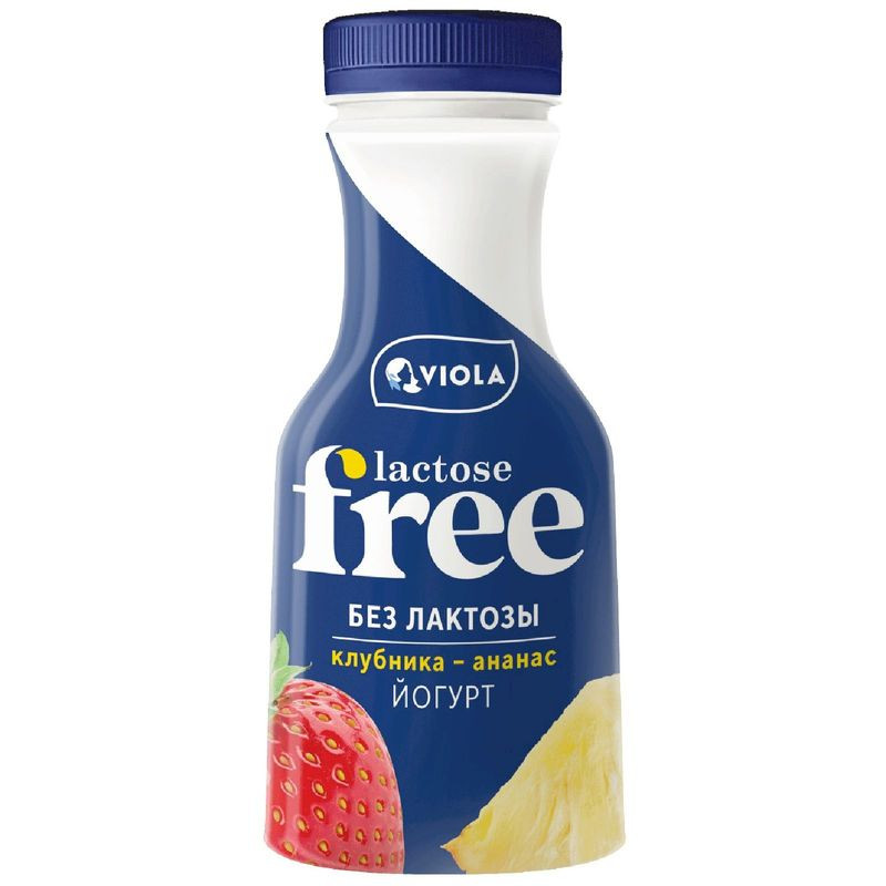 Изображение товара Йогурт питьевой безлактозный Viola Free Клубника-Ананас 270г
