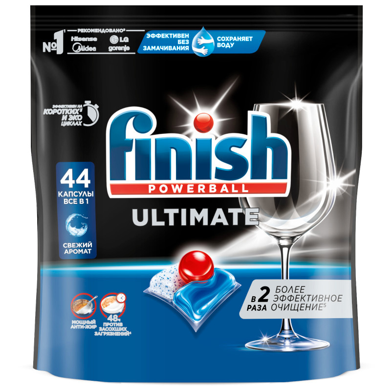 Изображение товара Средство Finish Powerball ultimate aio для мытья посуды для посудомоечных машин, 44шт