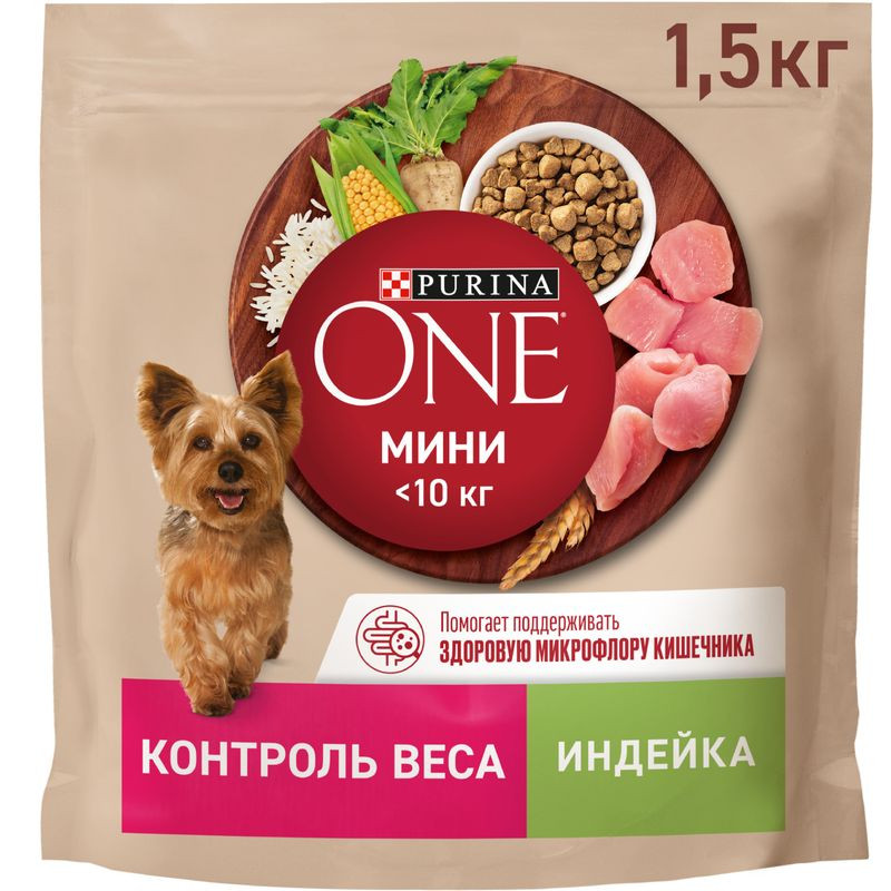 Изображение товара Сухой корм Purina One для собак мелких пород склонных к набору веса 1.5кг