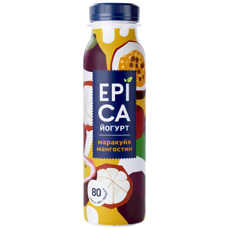 Изображение товара Йогурт Epica питьевой с маракуйей-мангостином 2.5%, 260г