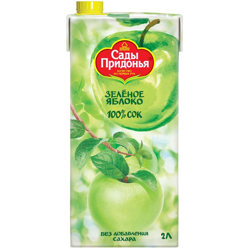 Изображение товара Сок зеленое яблоко 2л Сады Придонья натуральный без сахара