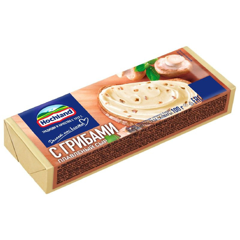 Изображение товара Сыр плавленый Hochland пастообразный с грибами 35% 100г