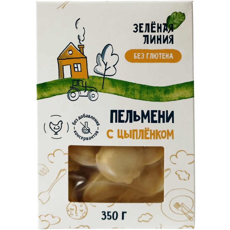 Изображение товара Пельмени с цыпленком без глютена Зелёная Линия, 350г