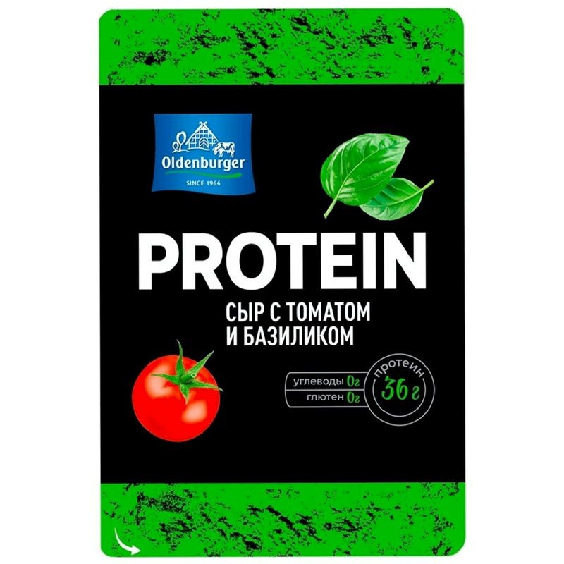Изображение товара Oldenburger Протеиновый сыр с томатом и базиликом 30% 125г нарезка