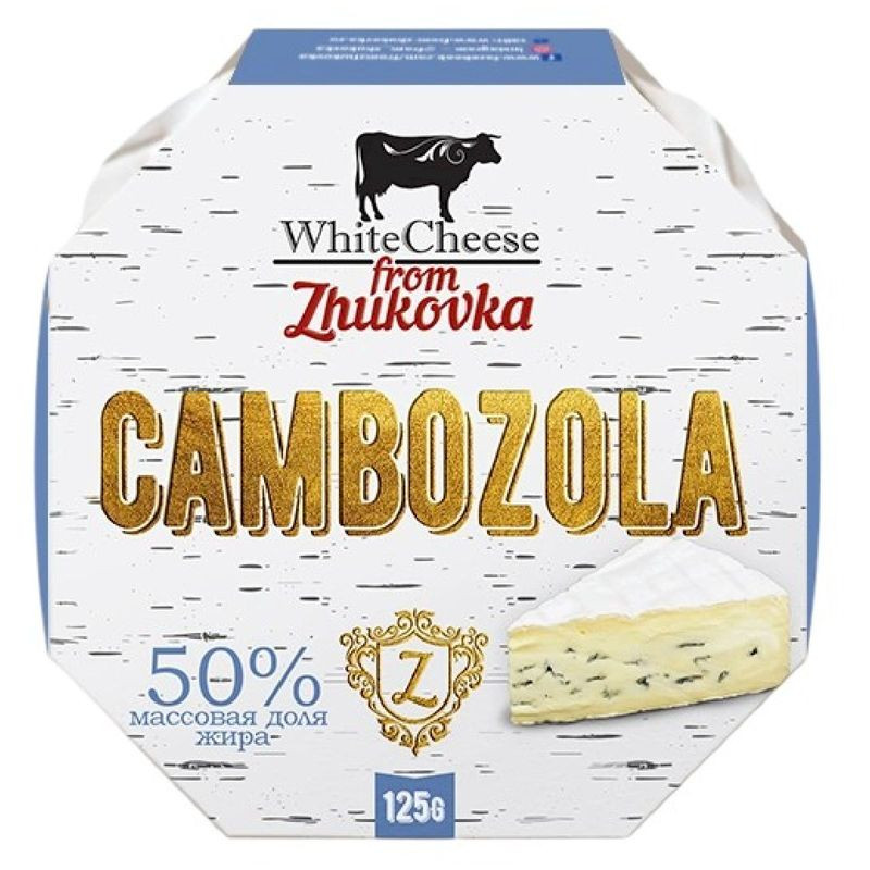 Изображение товара Сыр White Cheese From Zhukovka Камбоцола с голубой плесенью 125г