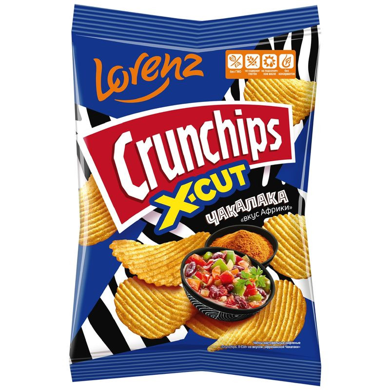 Изображение товара Чипсы Lorenz Crunchips X-Cut картофельные со вкусом африканской Чакалаки 70 г