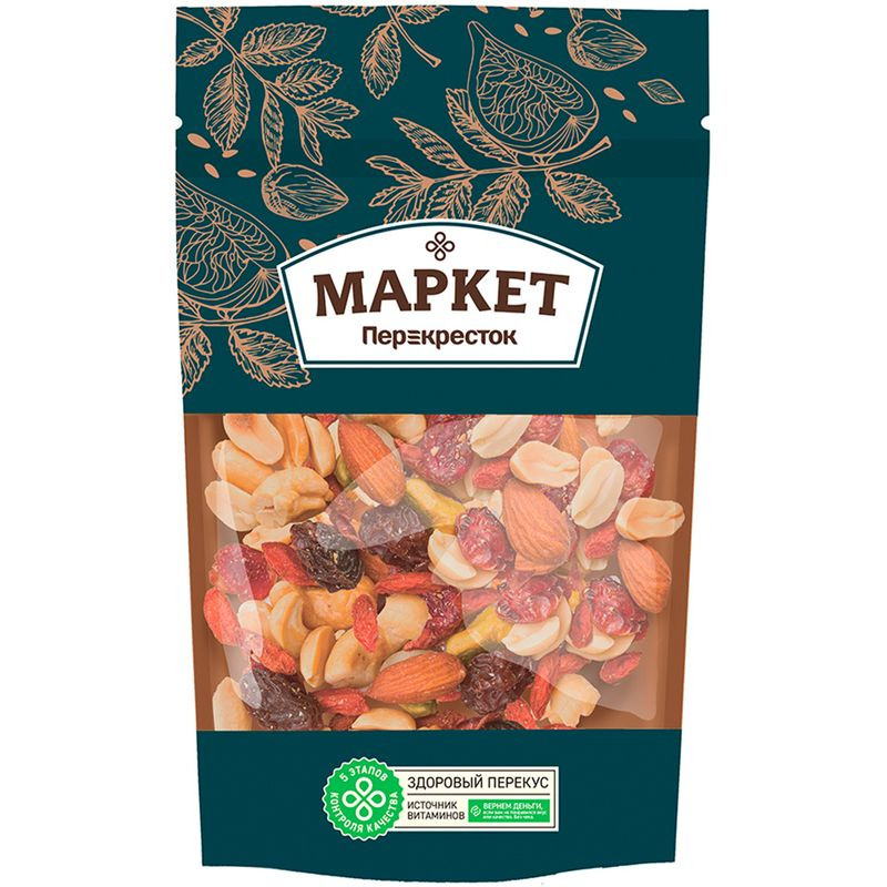 Изображение товара Коктейль смесь сухофруктов и орехов 150г Маркет Перекрёсток