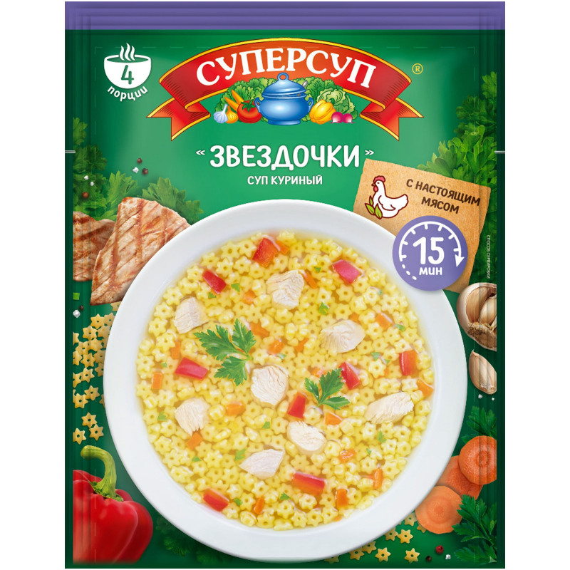 Изображение товара Суп Русский продукт куриный со звёздочками, 70г