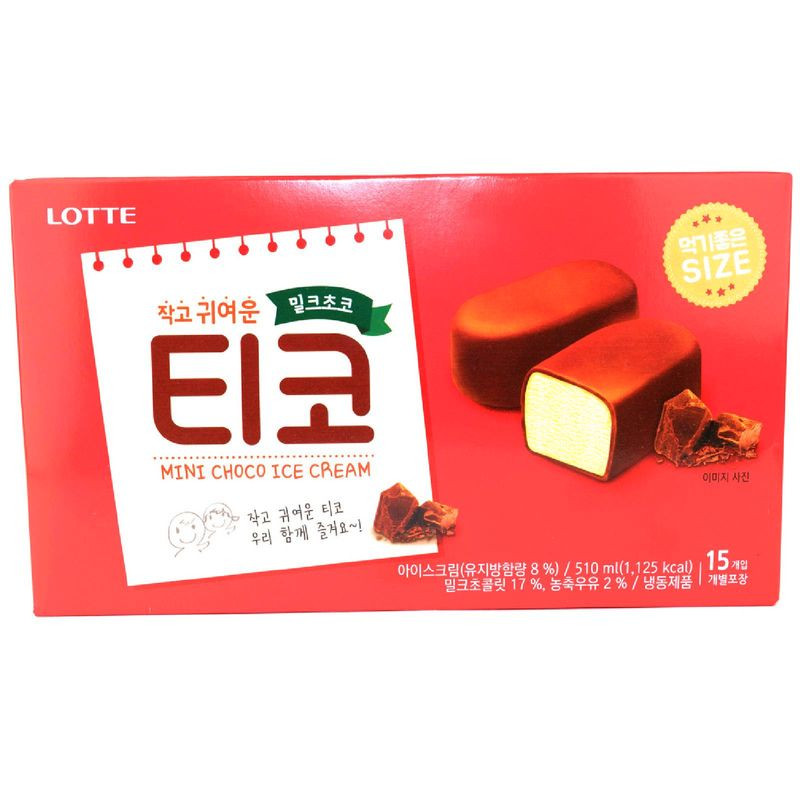 Изображение товара Мороженое-конфеты Lotte Тико 410 г - молочный батончик без начинки