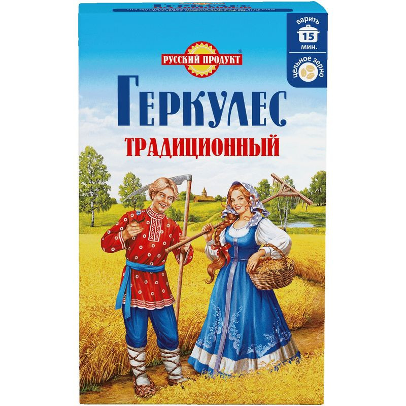 Хлопья овсяные Русский Продукт Геркулес традиционный, 500г - купить с доставкой в Москве в Перекрёстке - 6752