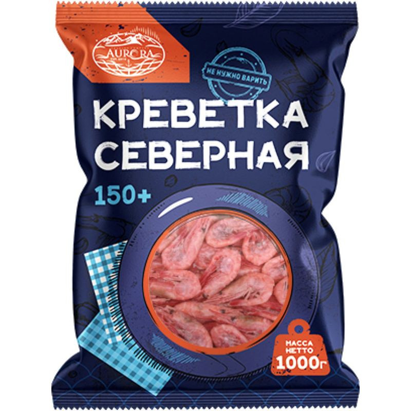Изображение товара Креветки Aurora Северные неразделанные варено-мороженые 150+ 1 кг