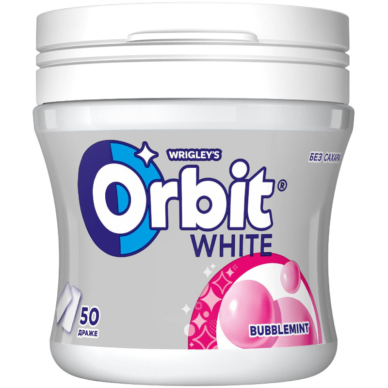 Изображение товара Жевательная резинка Orbit White Bubblemint без сахара, 68г
