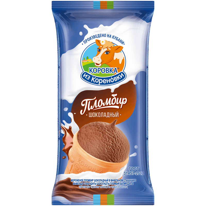 Изображение товара Пломбир Коровка из Кореновки шоколадный стаканчик, 100г