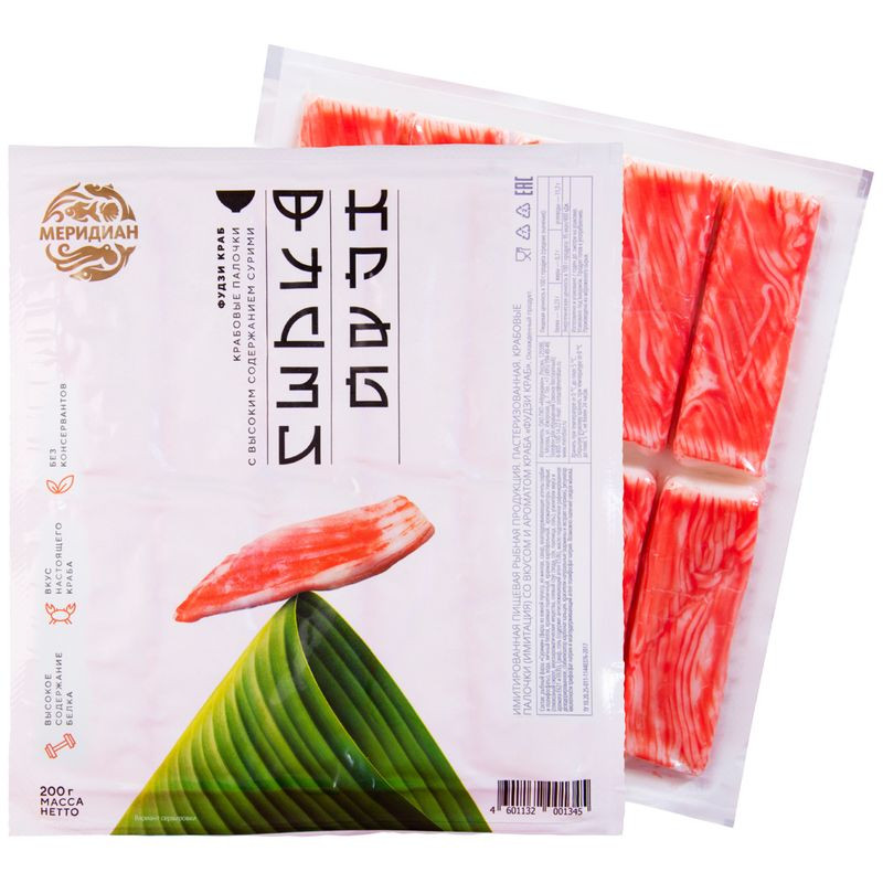 Изображение товара Крабовые палочки Меридиан Фудзи краб 200г натуральный вкус из России