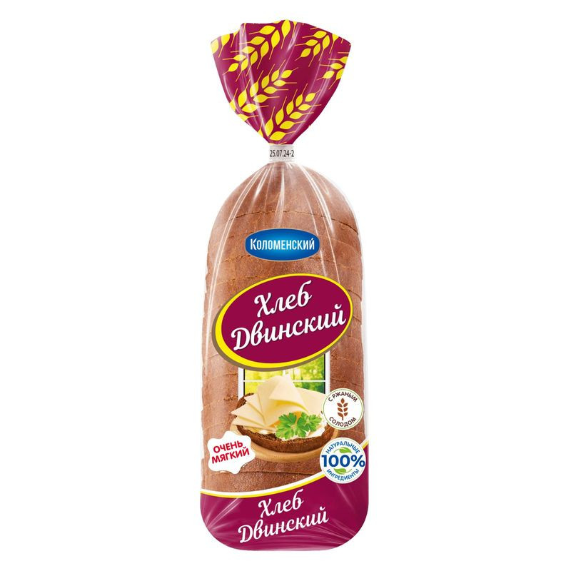 Изображение товара Хлеб Коломенский Двинский пшенично-ржаной нарезанный 350г Россия