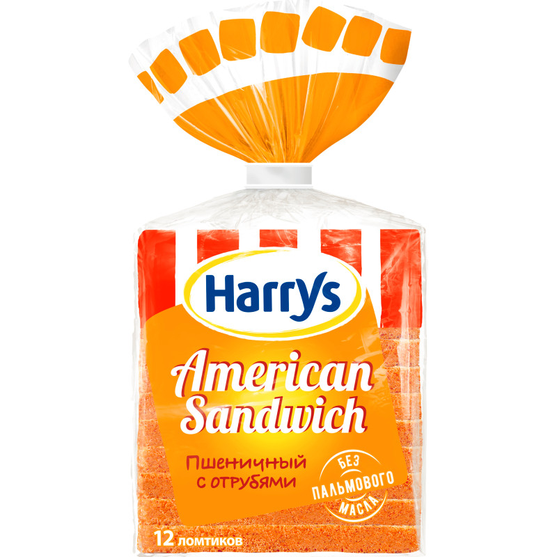 Изображение товара Хлеб Harry's American Sandwich пшеничный с отрубями, 515г