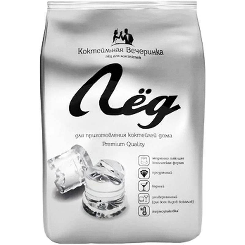 Изображение товара Лёд Коктейльная Вечеринка Premium Quality 1кг в термопакете