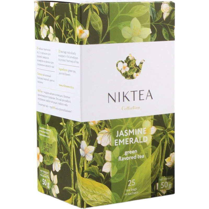 Изображение товара Чай Niktea Жасмин Эмеральд зелёный байховый с жасмином, 25х2г