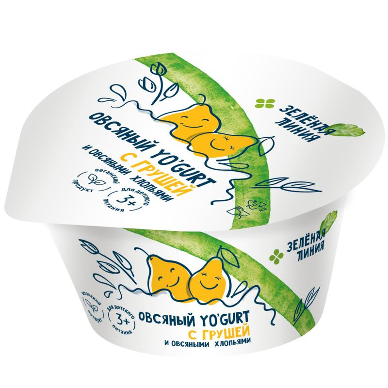 Изображение товара Продукт овсяный Yogurt Груша-Овсяные Хлопья Зелёная Линия, 130г