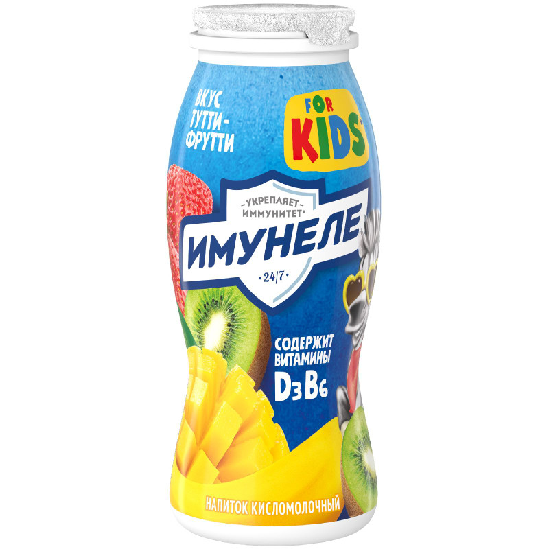 Изображение товара Напиток кисломолочный Имунеле for Kids Тутти-Фрутти 1.5%, 100мл