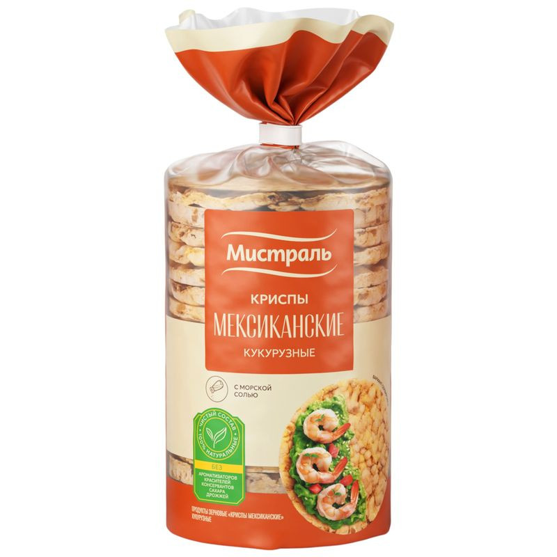 Изображение товара Криспы Мистраль Мексиканские кукурузные 145 г — натуральные хлебцы с солью