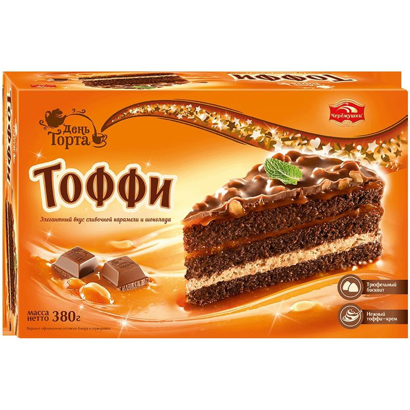 Изображение товара Торт Черемушки Тоффи 380 г с карамельным кремом короткое описание