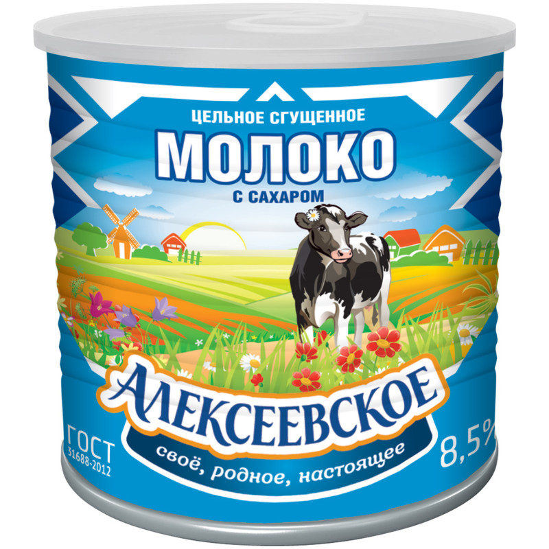 Изображение товара Молоко сгущённое Алексеевское цельное с сахаром 8.5%, 360г