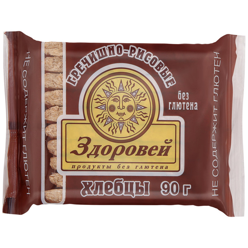 Изображение товара Хлебцы Здоровей гречишно-рисовые без глютена, 90г
