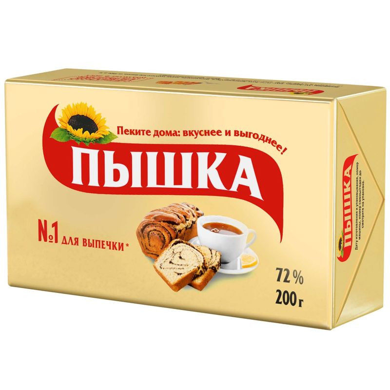 Изображение товара Маргарин Пышка для выпечки 72% 200 г натуральное качество