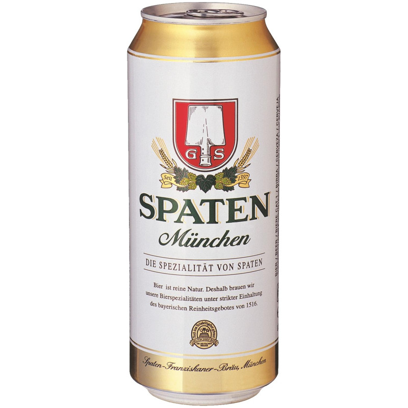 Изображение товара Пиво Spaten Мюнхен светлое пастеризованное 5.2%, 450мл