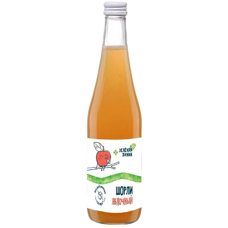 Изображение товара Шорли яблочный напиток Зеленая линия, 500мл - натуральный сок с низким калорийностью