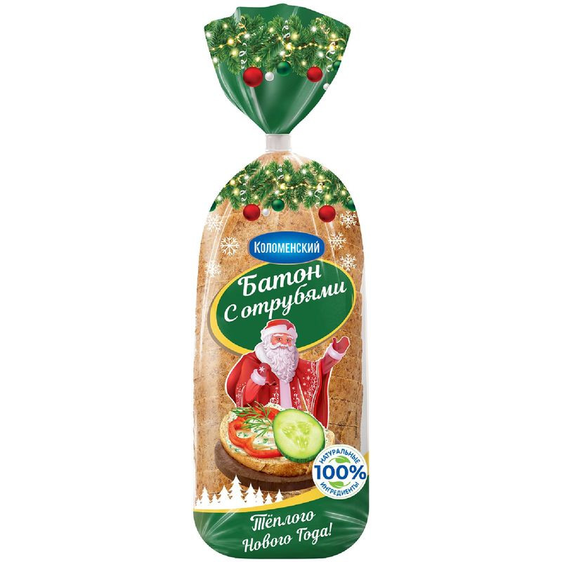 Изображение товара Батон Коломенское с отрубями 300г натуральная хлебопекарная выпечка