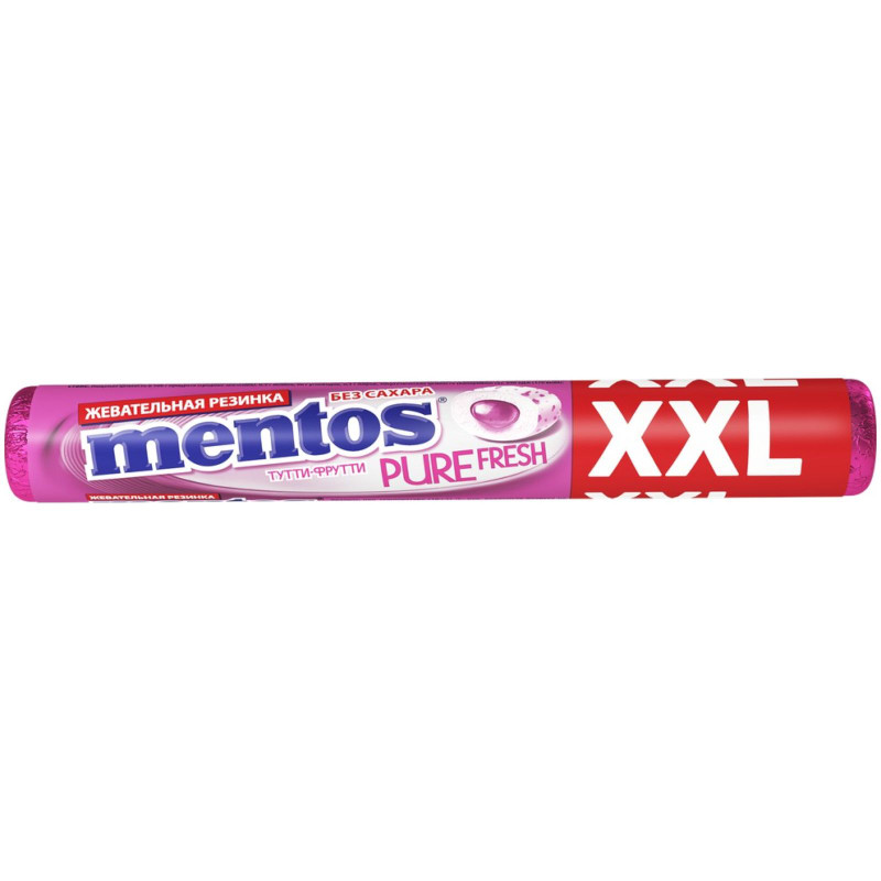 Изображение товара Жевательная резинка Mentos пьюр фреш со вкусом тутти-фрутти, 23.3г