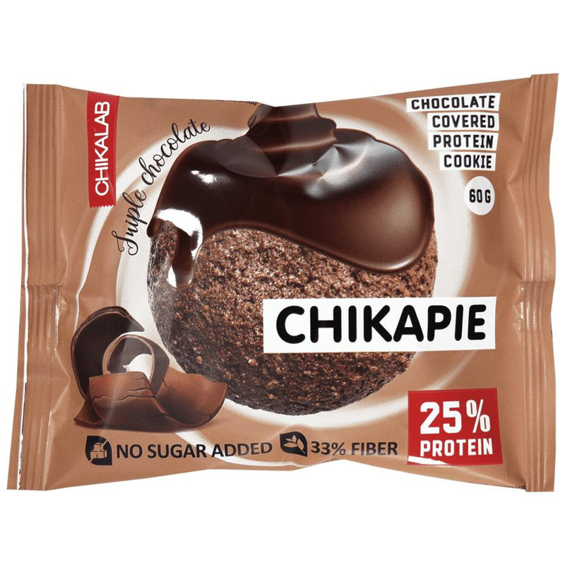 Изображение товара Печенье Chikalab Тройной шоколад глазированное с начинкой, 60г